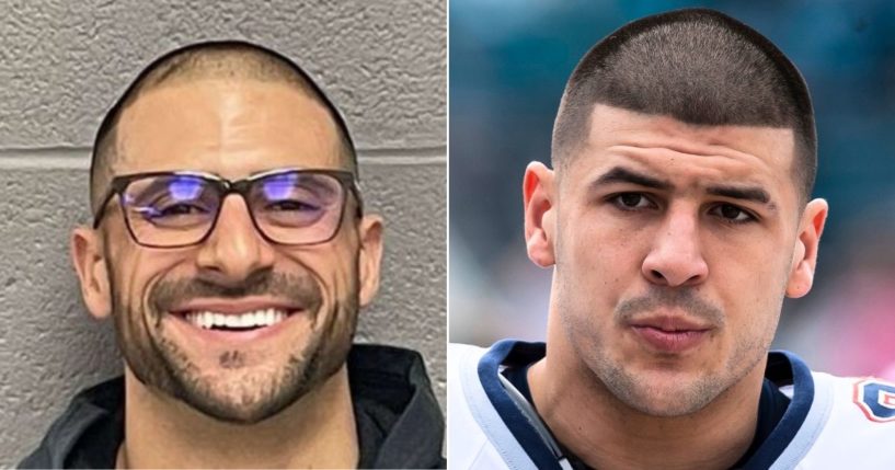 Dennis Hernandez, left, the brother of former New England Patriots tight end Aaron Hernandez, right, was arrested last week.