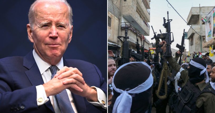 President Joe Biden participates in a meeting on Monday in San Diego, California. Palestinian gunmen rally in the West Bank on Friday.