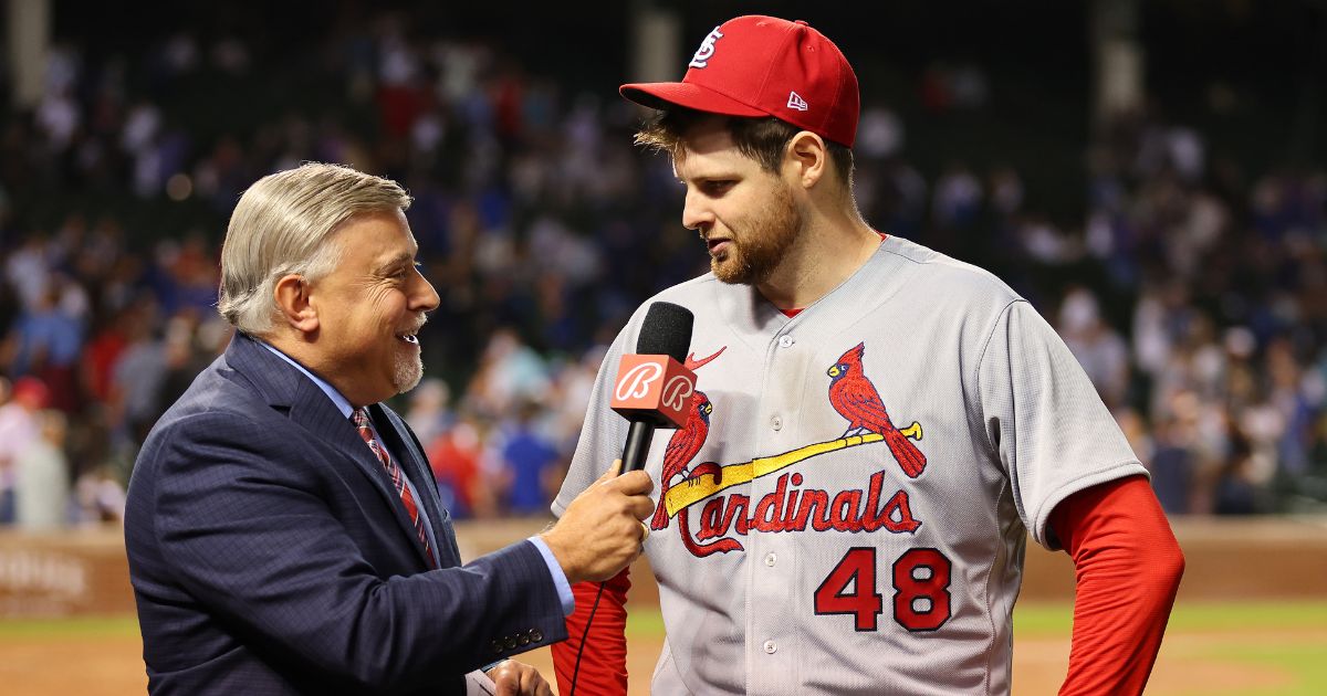 Jordan Montgomery of the St. Louis Cardinals is interview by Jim Hayes of Bally Sports