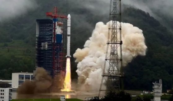 A Chinese Long March 2D rocket launches on a mission to deploy three military satellites in June.
