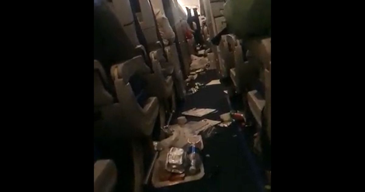 The aftermath of the turbulence encountered by Lufthansa Flight 469.