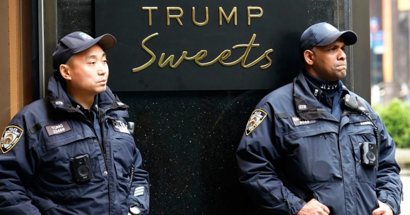 NYPD officers standing post outside Trump tower