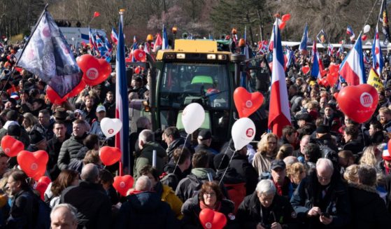 Thousands of demonstrators attend an anti-government protest by farmers' organizations