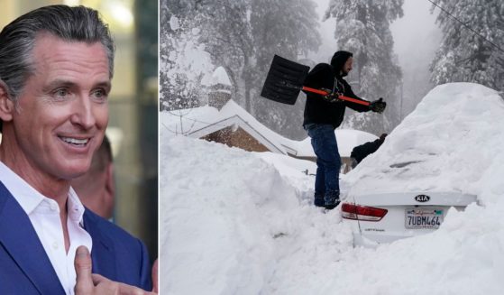 California Gov. Gavin Newsom, left, is nowhere to be found as many Californians find themselves buried under heavy snow and cut off from power and supplies, with another storm on the way.