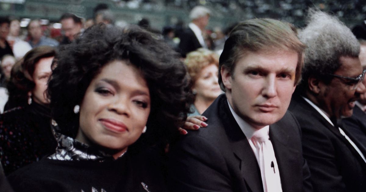 Donald Trump and Oprah Winfrey are seen ringside at a boxing match between Mike Tyson and Michael Spinks in Atlantic City, New Jersey, on June 27, 1988. Trump said he will share letters from numerous political figures and celebrities, including Winfrey, in a new book.