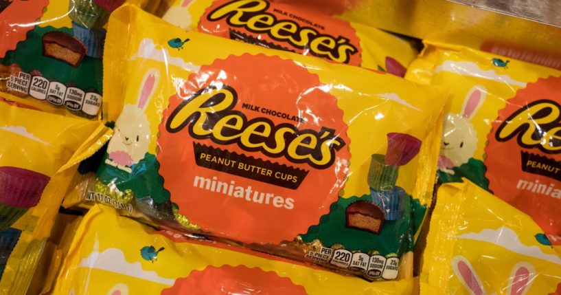 Reese's miniature peanut butter cups on display