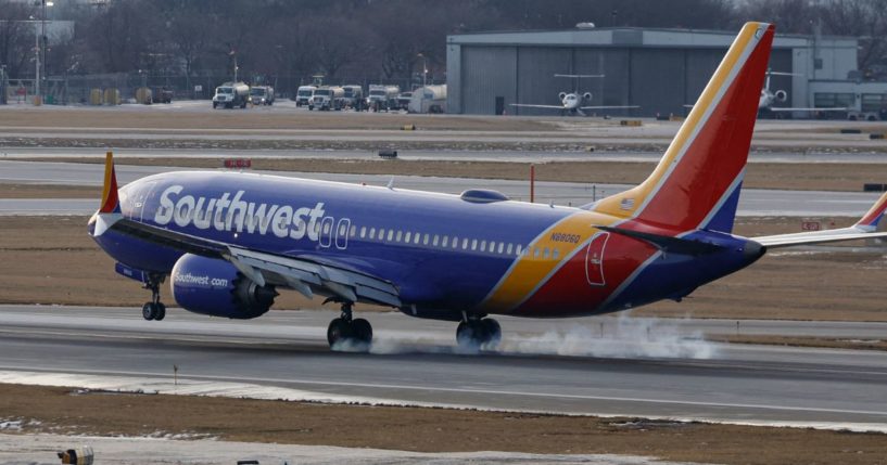 A Southwest Airlines passenger jet lands at Chicago Midway Airport on Dec. 28, 2022.