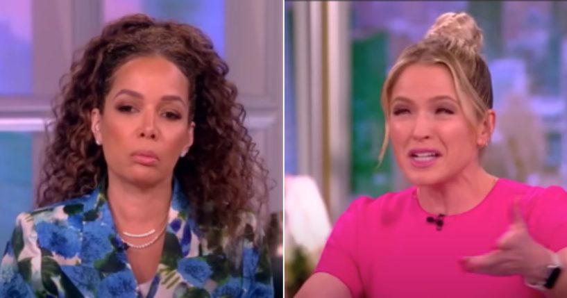 "The View" host Sunny Hostin, left, was less than impressed with Sara Haines' discussion about her kids seeing her naked.