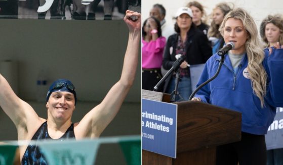Former University of Kentucky swimmer Riley Gaines, right, spoke out after ESPN celebrated transgender University of Pennsylvania swimmer Lia Thomas, left, as a part of Women's History Month.