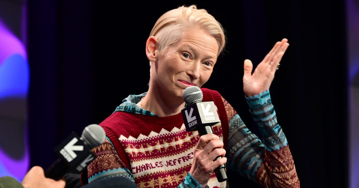 Tilda Swinton speaks onstage during the 2023 SXSW Conference on Monday in Austin, Texas.
