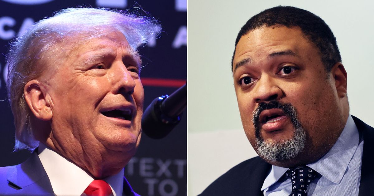 Former President Donald Trump, left, lashed out at Manhattan District Attorney Alvin Bragg, right, on his Truth Social platform.