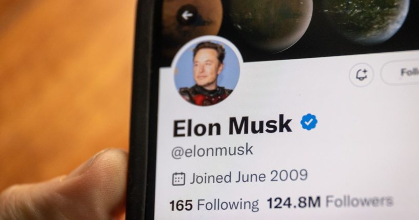Elon Musk's Twitter page is displayed on a cellphone on Jan. 7 in Glastonbury, England.