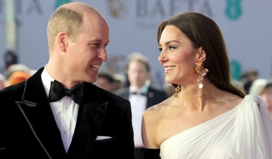 Prince William, left, and Catherine, Princess of Wales, right, attend the EE BAFTA Film Awards 2023 at The Royal Festival Hall i London on Feb. 19.