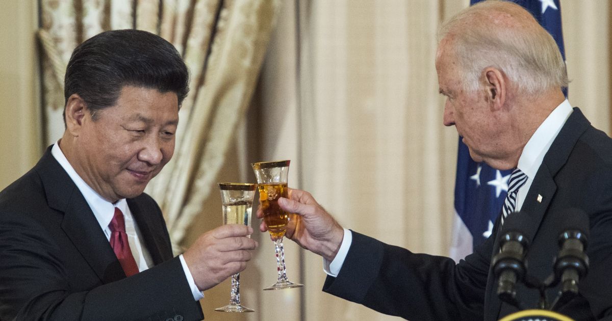 Then-Vice President Joe Biden and Chinese President Xi Jinping are seen in a file photo toasting during a state luncheon in September 2015. GOP members of Congress have sent a letter asking whether the federal bailout of Silicon Valley Bank will benefit the Chinese Communist Party and the Biden family.
