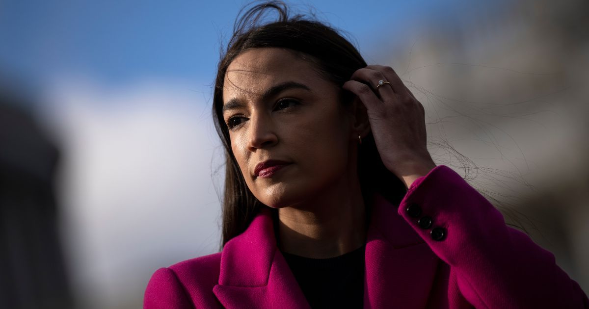 Rep. Alexandria Ocasio-Cortez attends a news conference outside the U.S. Capitol on Jan. 26 in Washington, D.C.