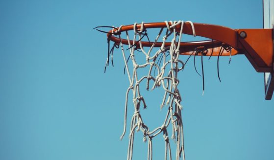 A basketball hoop is seen in this stock image.