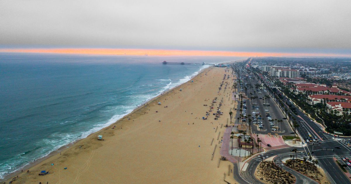 The above stock image is of Huntington Beach, California.