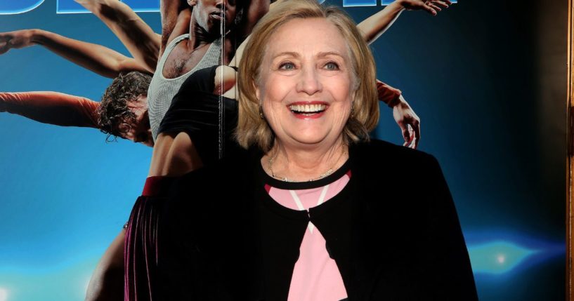 Hillary Clinton poses at the opening night of "Bob Fosse's 'Dancin'" on Broadway at The Music Box Theatre on March 19 in New York City.