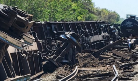 A train derailment in Manatee County, Florida, on Tuesday.