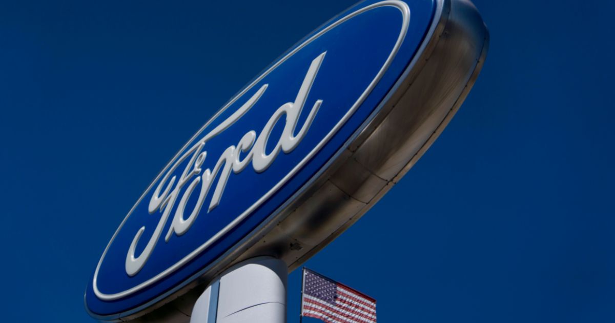 A Ford sign is seen at a dealership on Sept. 23, 2022, in Long Beach, California.