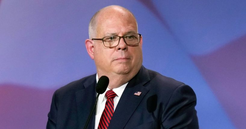 Maryland Gov. Larry Hogan speaks at an annual leadership meeting of the Republican Jewish Coalition on Nov. 18, 2022, in Las Vegas.