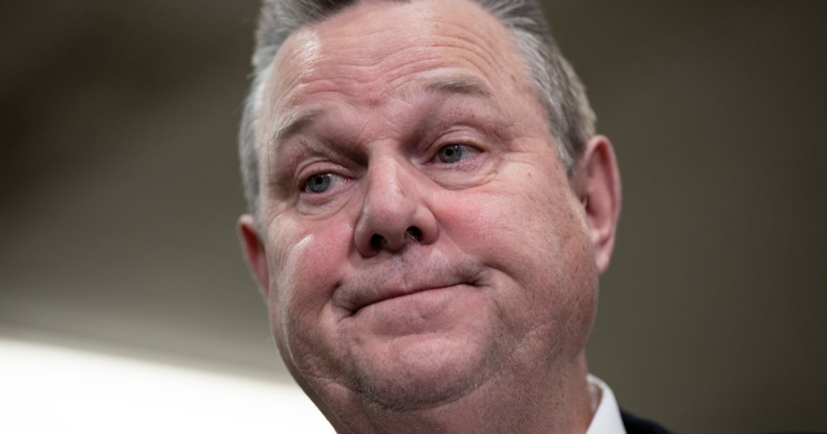 Sen. Jon Tester (D-MT) speaks to reporters on his way to a closed-door briefing for Senators about the Chinese spy balloon at the U.S. Capitol February 9, 2023 in Washington, DC.