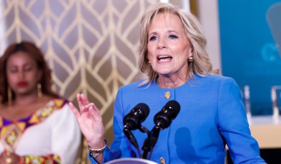 First lady Jill Biden speaks at the 17th annual International Women of Courage (IWOC) Award Ceremony in the East Room of the White House on March 8 in Washington, D.C.