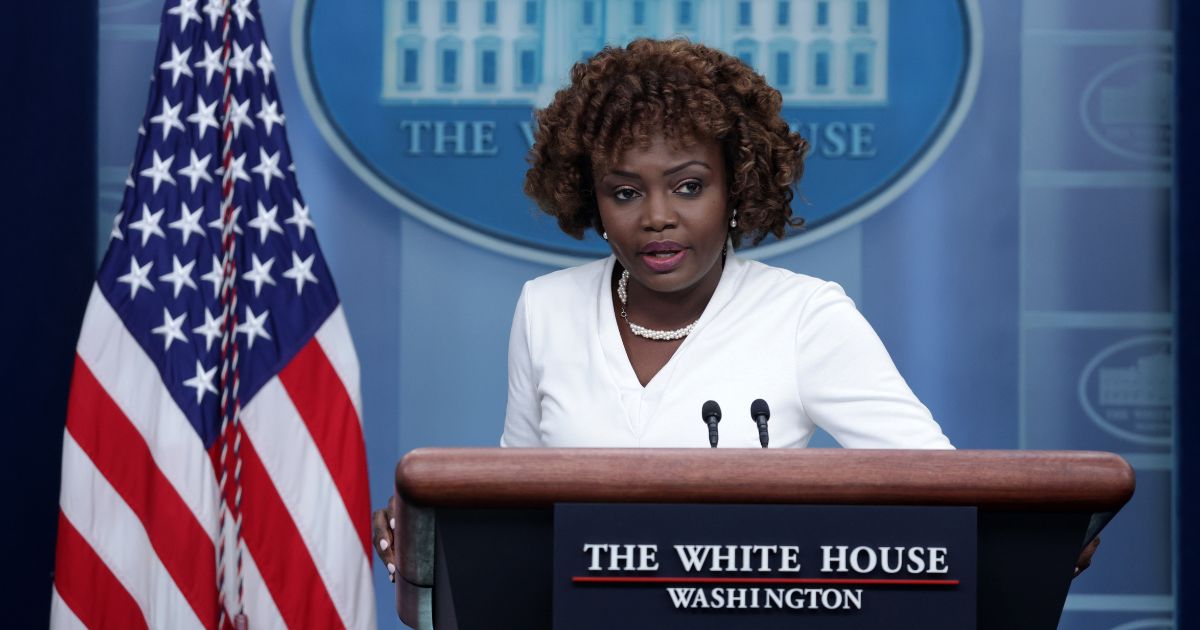 White House Press Secretary Karine Jean-Pierre speaks during a daily news briefing at the James S. Brady Press Briefing Room of the White House on Wednesday in Washington, D.C.