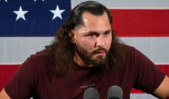 Ultimate Fighting Champion (UFC) fighter Jorge Masvidal speaks during a "Unite and Win" event on the eve of the US midterm elections, at Hialeah Park Clubhouse, in Hialeah, Florida, on Nov. 7, 2022.