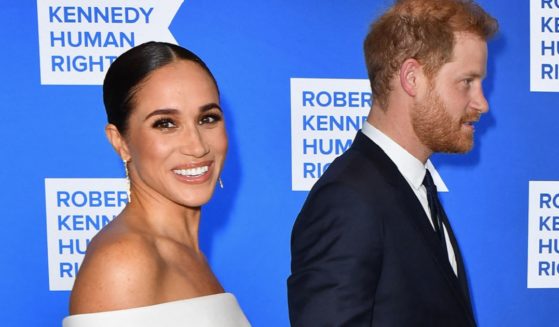 Harry and Meghan, the Duke and Duchess of Sussex, are pictured in a file photo arriving at the Robert F. Kennedy 2022 Ripple of Hope Awards in New York in December.