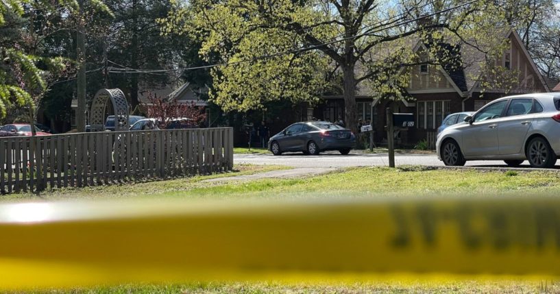 The above image is of a home that is being searched in connection to the Nashville shooting on Monday.