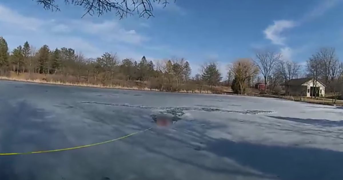 A man fell into an icy pond after trying to save a dog in Racine County, Wisconsin.