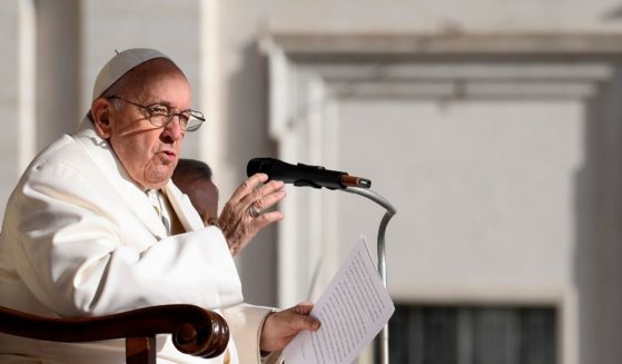 Pope Francis holds his speech during the weekly general audience at St. Peter's Square on Wednesday in Vatican City, Vatican.