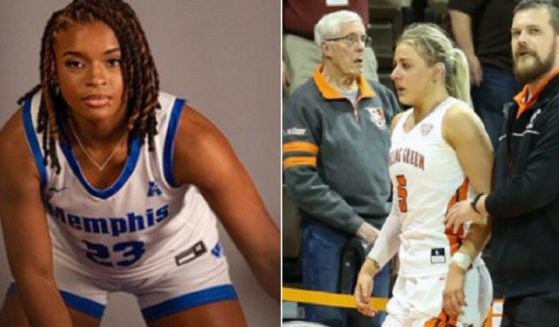 University of Memphis basketball player Jamirah Shutes, left; Bowling Green State University player Elissa Brett, right.
