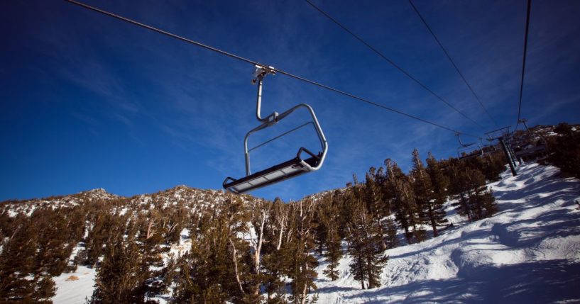 A ski lift is seen in this stock image.