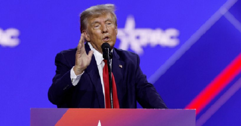 Former President Donald Trump, pictured addressing the Conservative Political Action Conference March 4.