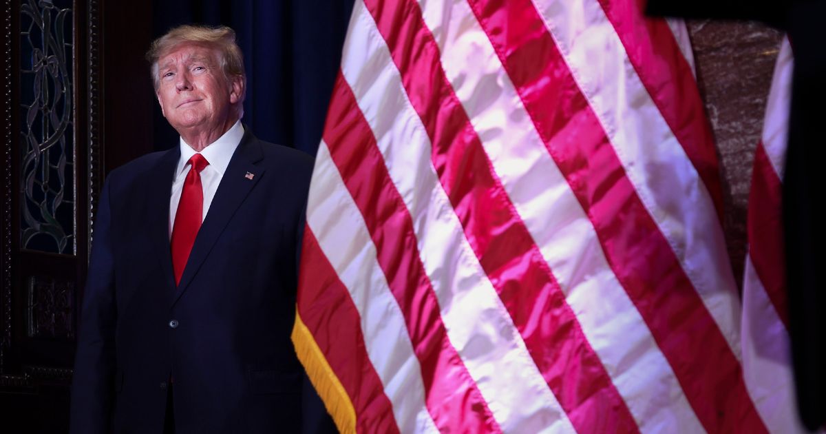 Donald Trump arrives to deliver remarks at the South Carolina State House on January 28, 2023 in Columbia, South Carolina.