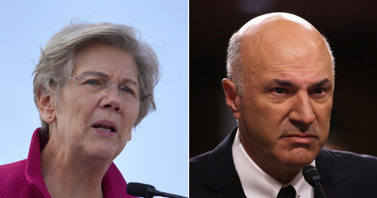 Investor and television personality Kevin O’Leary, right, commented about Senator Elizabeth Warren.