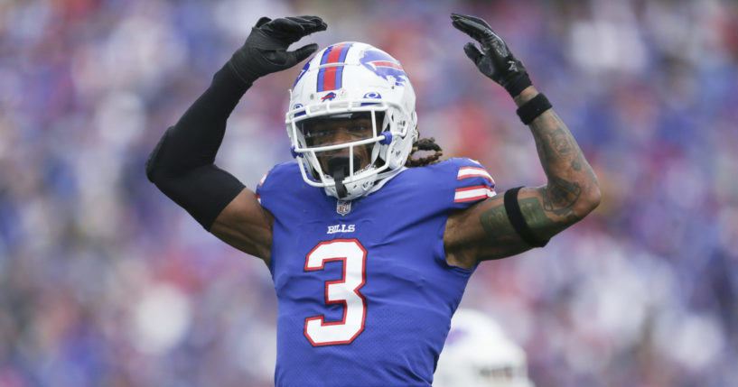 Buffalo Bills safety Damar Hamlin reacts after a play during a game against the Pittsburgh Steelers in Orchard Park on Oct. 9.