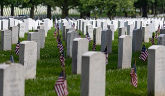 Headstones are pictured at Arlington National Cemetery in Arlington, Virginia, on May 30, 2022.