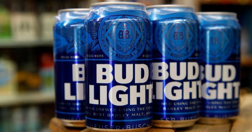 Cans of Bud Light beer are seen in a store in Washington.