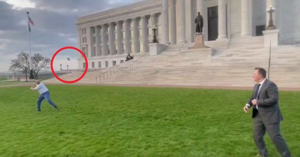 In a video posted on Twitter, Republican Missouri state Sen. Nick Schroer takes aim at a can of Bud Light with a baseball bat.