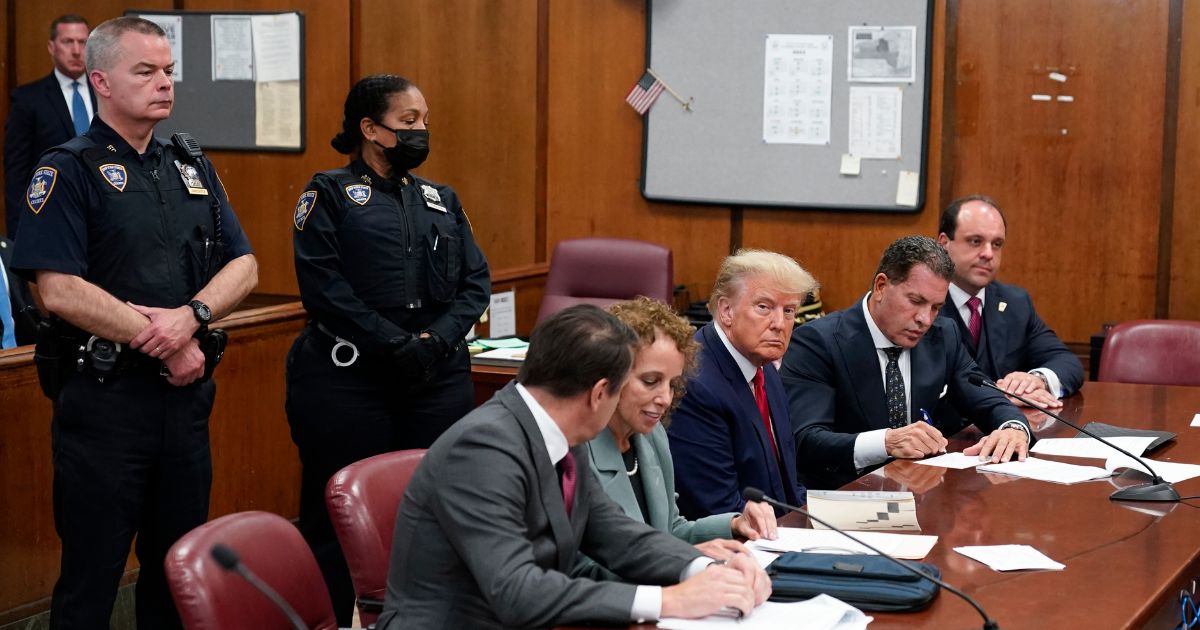 Donald Trump at his arraignment