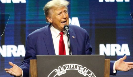Former President Donald Trump speaks at the 152nd National Rifle Association annual convention in Indianapolis, Indiana, on April 14.