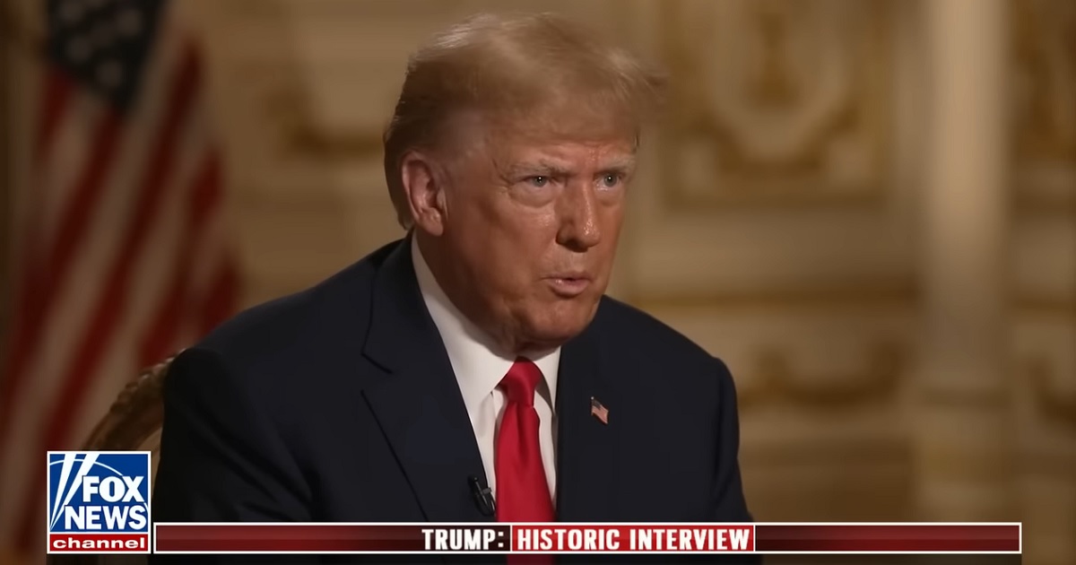 President Donald Trump is interviewed by Fox News host Tucker Carlson.
