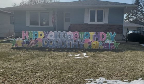 Dorothy Lassig celebrated her 100th birthday, and her family made sure the outside of the house was decorated.