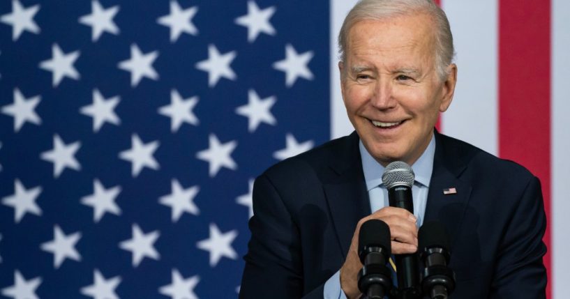 President Joe Biden delivers remarks on Wednesday in Accokeek, Maryland.