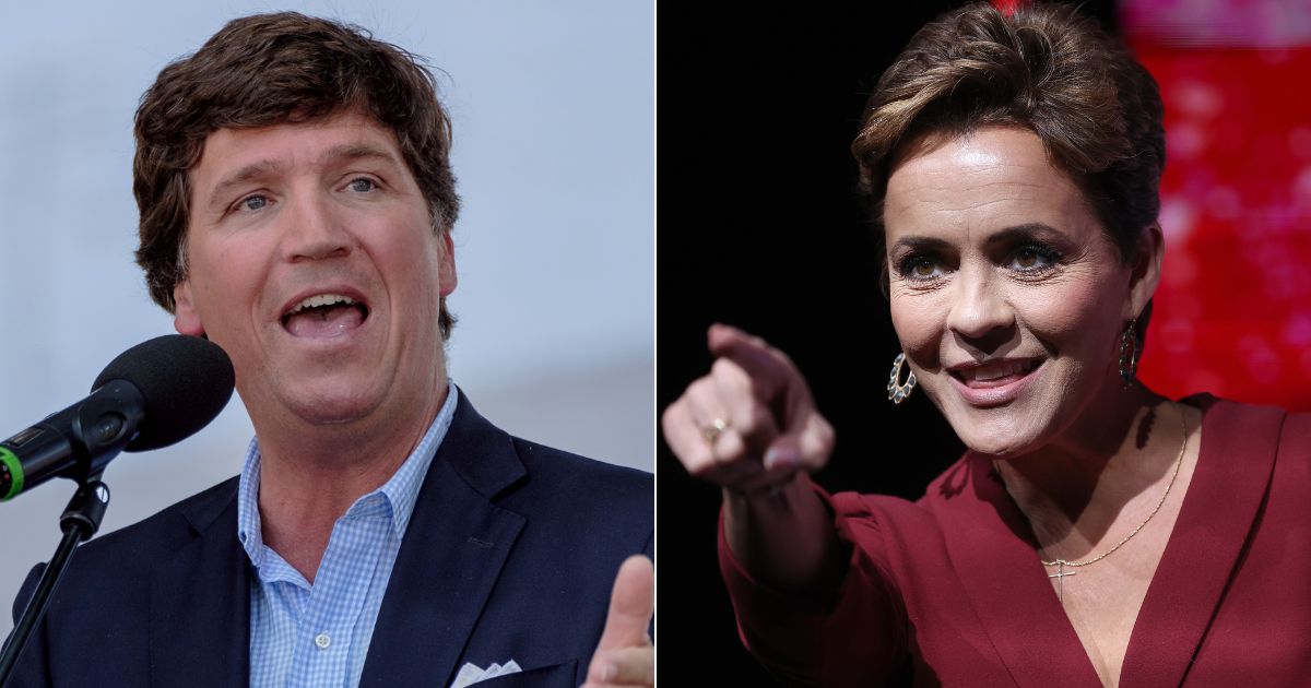 After Tucker Carlson, left, was abruptly released from Fox News on Monday, GOP firebrand Kari Lake, right, offered him some advice.