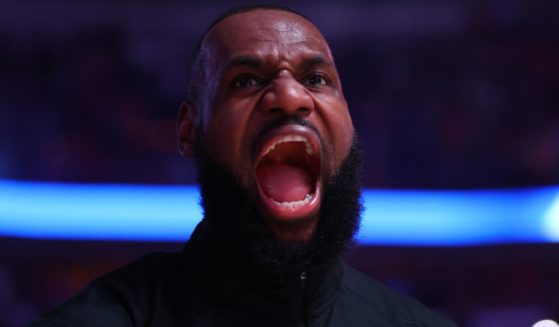 LeBron James yells prior to a Los Angeles Lakers game to the Chicago Bulls in Chicago, Illinois, on Wednesday.