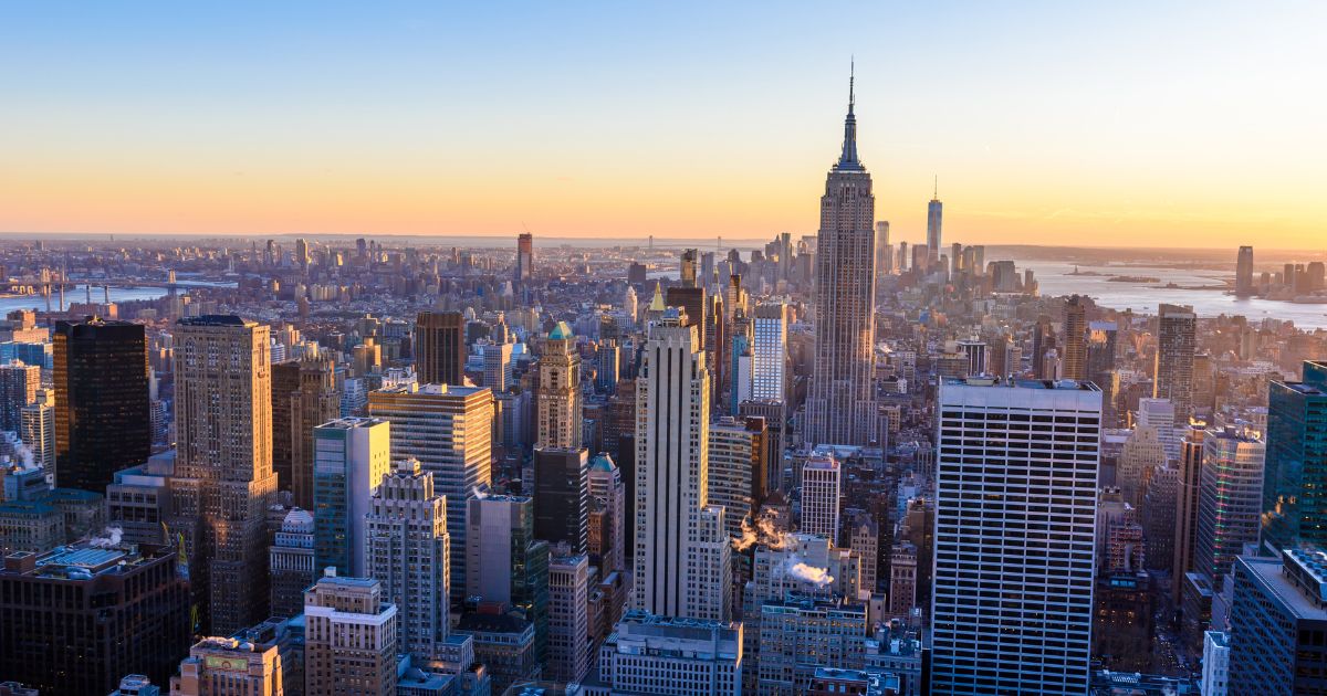The New York City skyline is seen in this stock image.